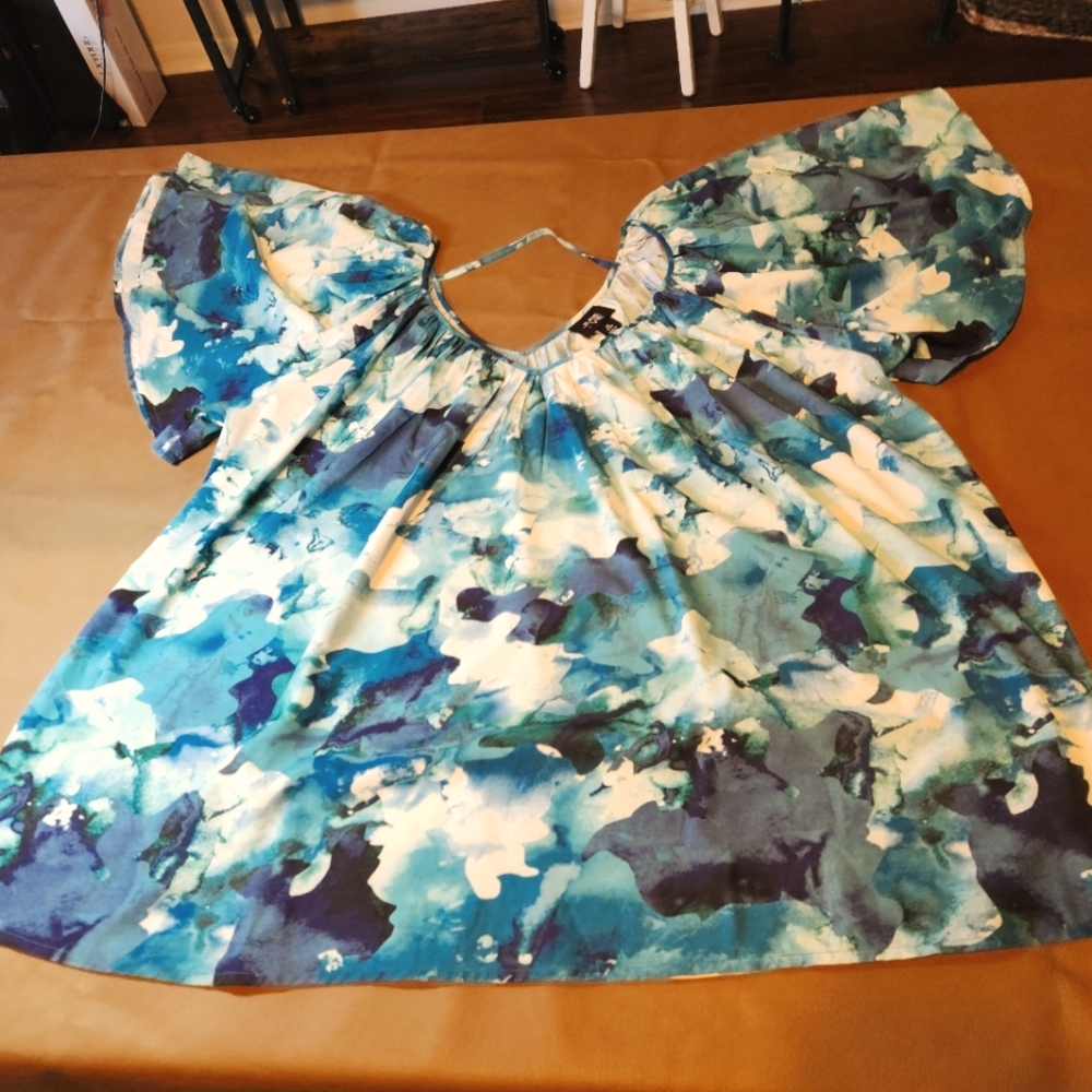 Blue watercolor blouse, 2xl
